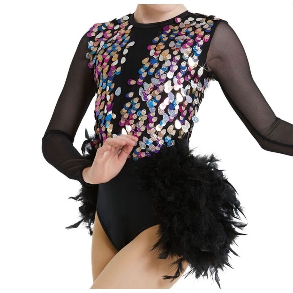 Weissman Sequin Leotard With Feather Skirt - US Size Medium Child (MC) Style 118